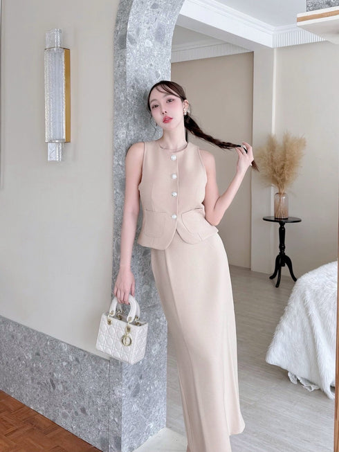 Two Piece Waistcoat Style With Fishtail Skirt